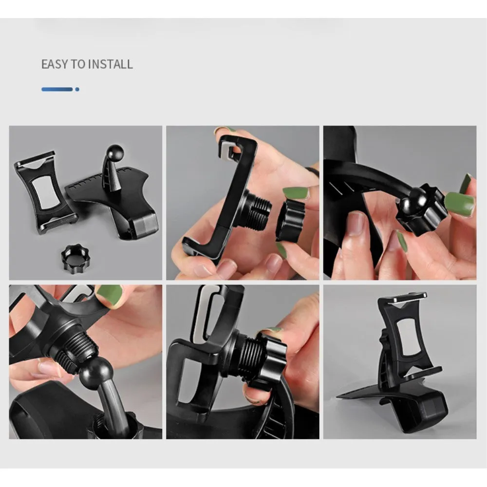 3 in 1 Car GPS Smartphone Holder: Dashboard / Visor Clamp   AC Grid Clip for BlackBerry Bold 9790 (RIM Bellagio) - Black