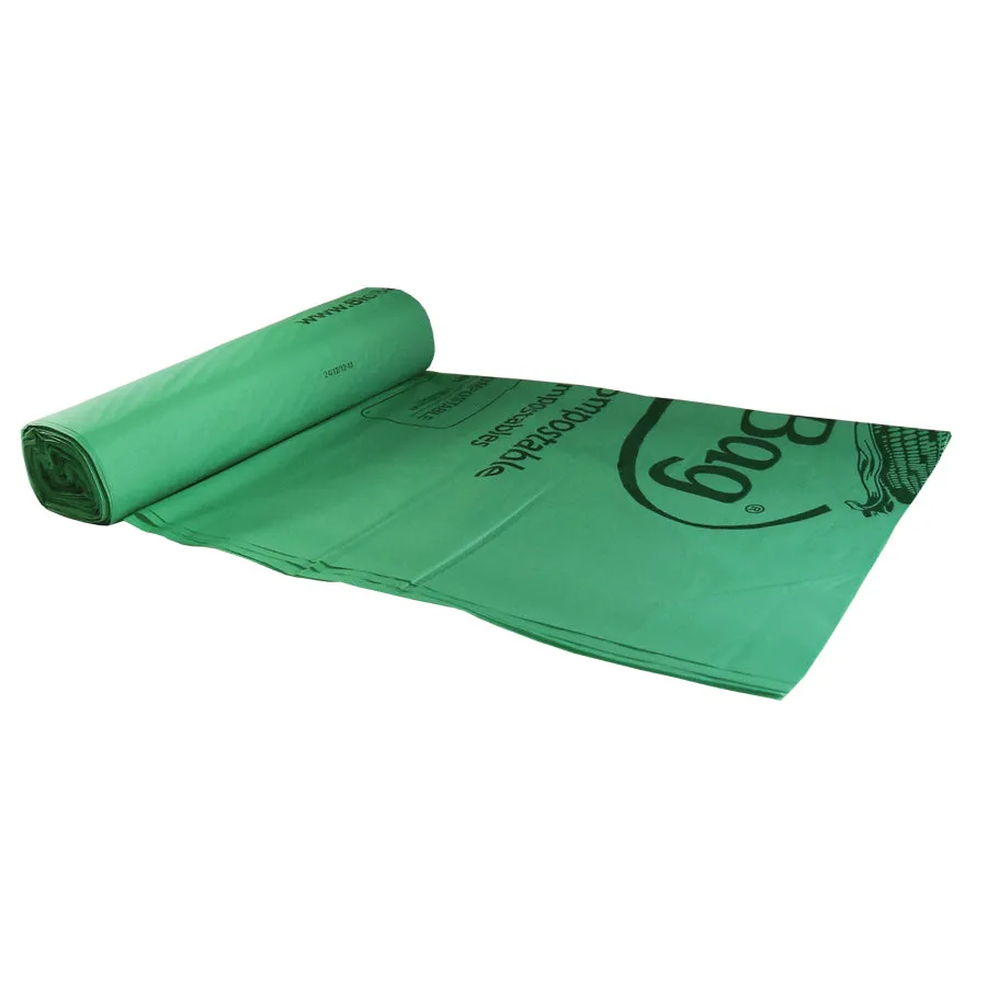 32.5" x 41" x 1 mil 33 Gallon Green Compostable Plastic Lawn, Leaf, And Garden Waste Bags (120 Bags, 10 Bags/Box, 12 Boxes/Case)