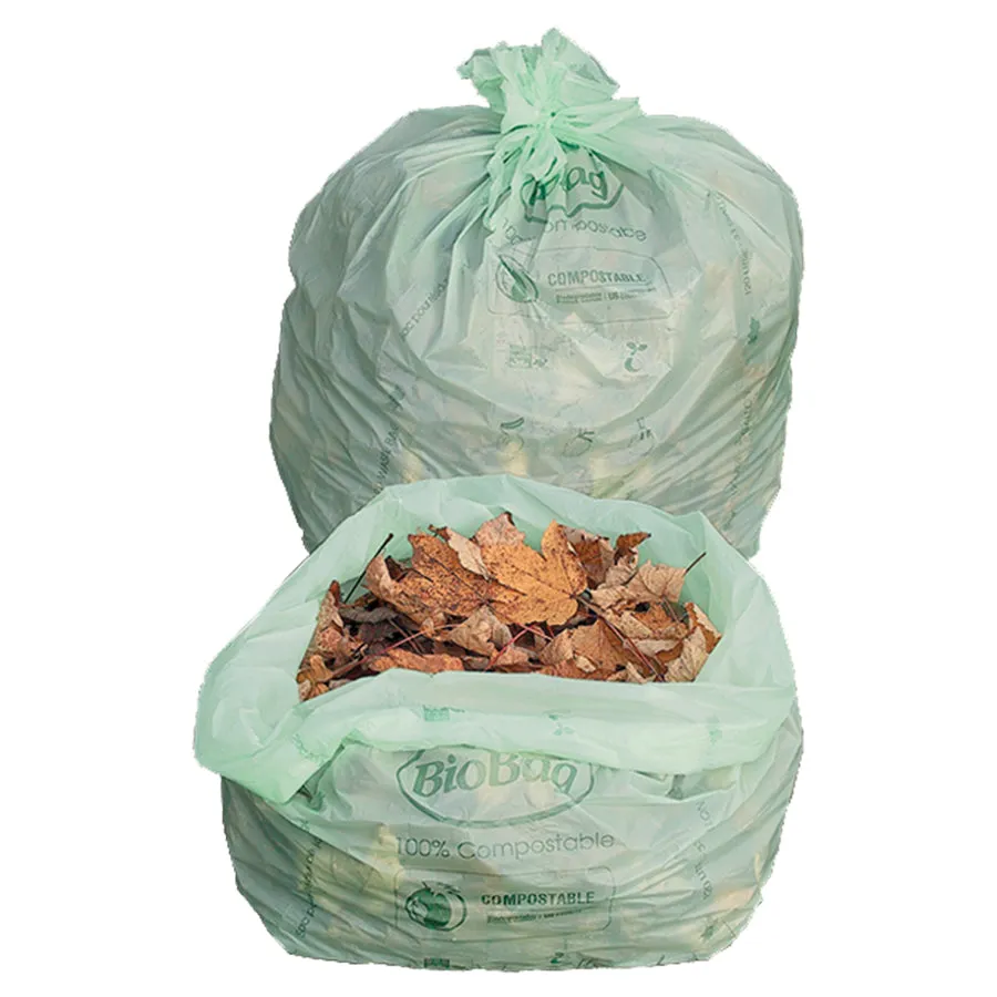 32.5" x 41" x 1 mil 33 Gallon Green Compostable Plastic Lawn, Leaf, And Garden Waste Bags (120 Bags, 10 Bags/Box, 12 Boxes/Case)