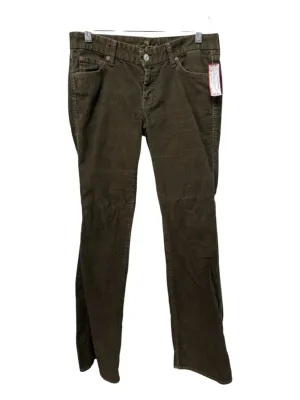 7 For All Mankind Size 30 Olive Green Cotton Blend Corduroy Low Rise Pants