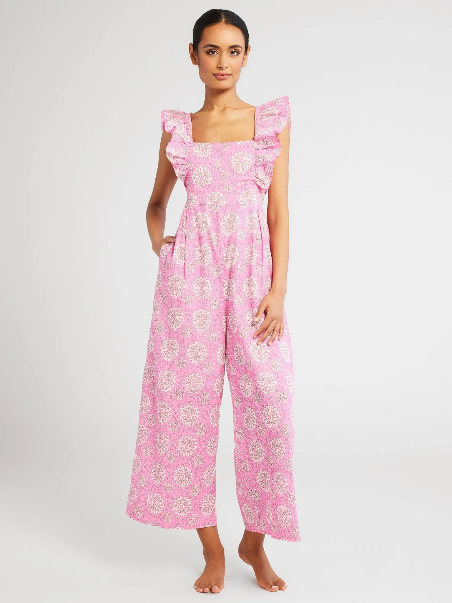 Alessia Jumpsuit in Pink Daisy