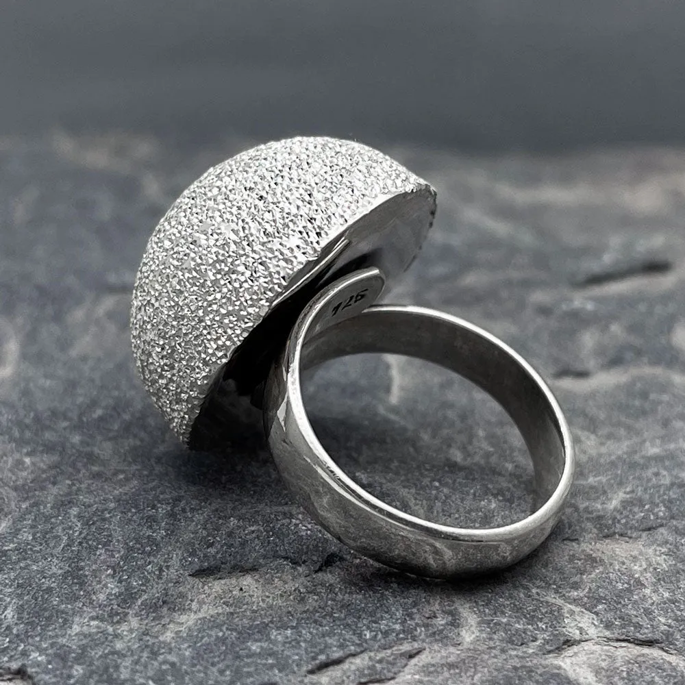Artemis - Glitter Dome Adjustable Silver Ring
