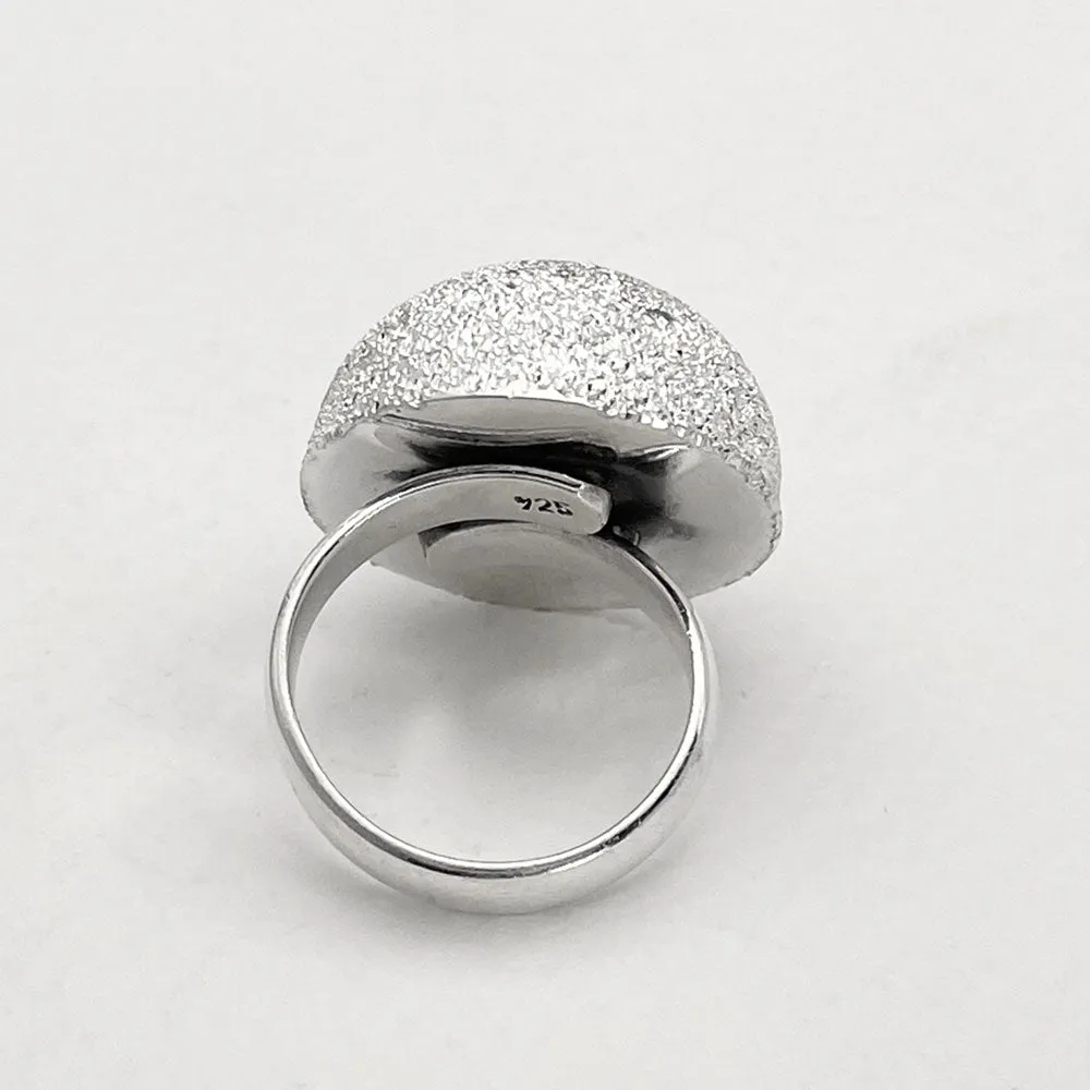 Artemis - Glitter Dome Adjustable Silver Ring