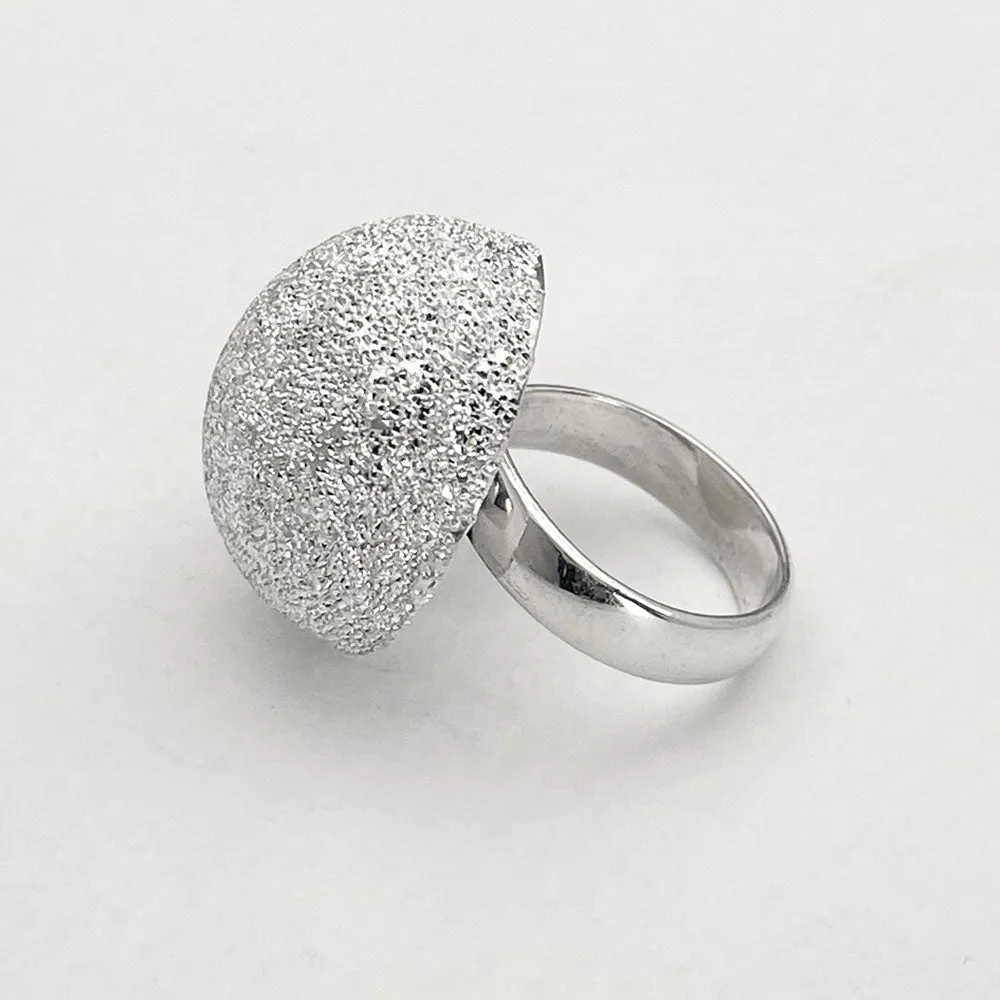 Artemis - Glitter Dome Adjustable Silver Ring