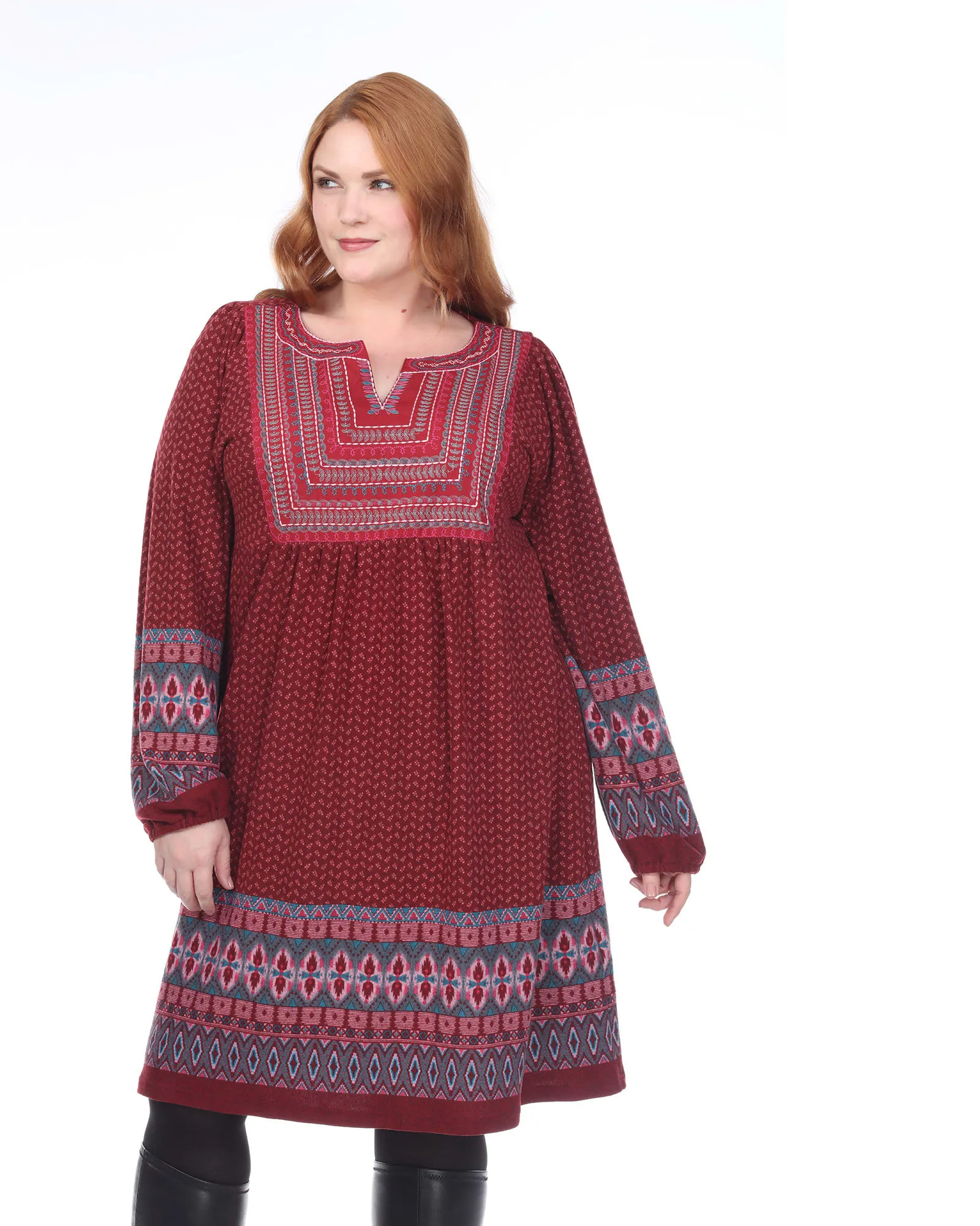 Atarah Embroidered Sweater Dress | Red