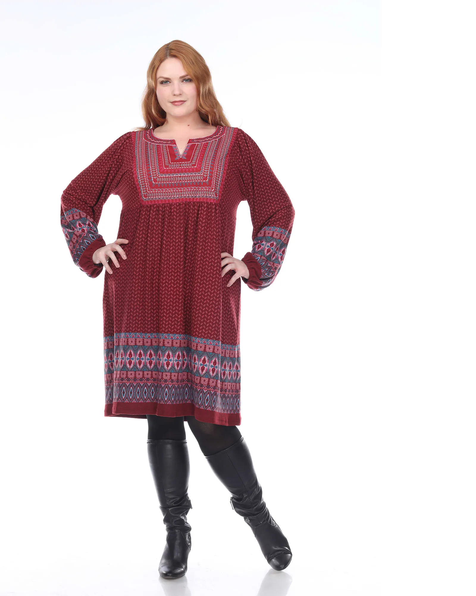 Atarah Embroidered Sweater Dress | Red