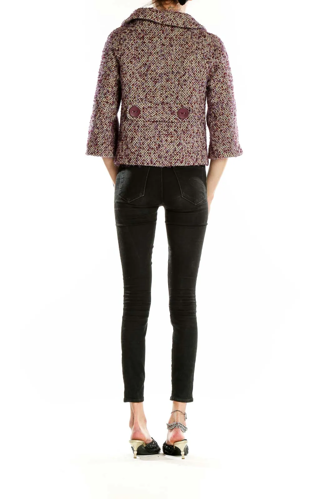 Burgundy Tweed Cropped Jacket