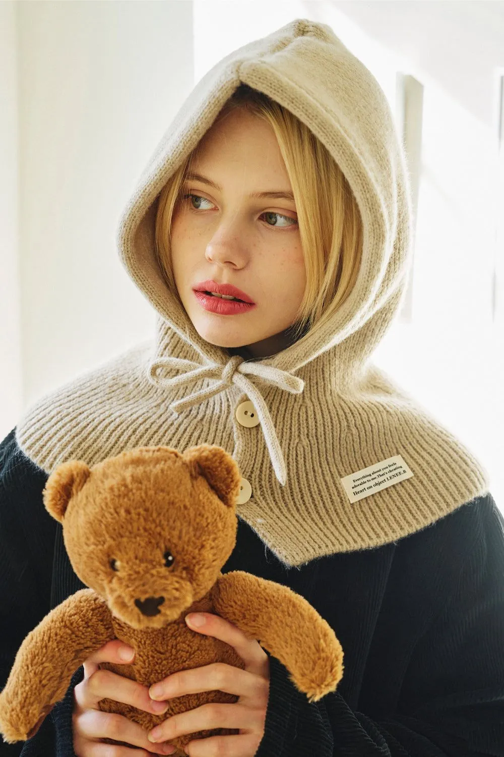 Button balaclava beige