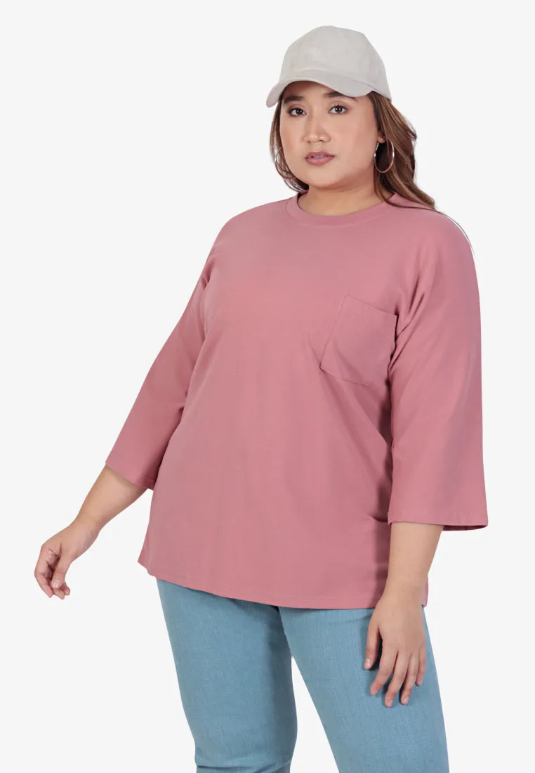 Cavina Cropped Sleeves Cotton Tee - Purple