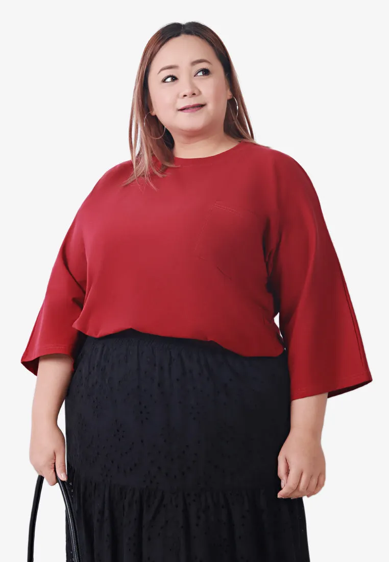 Cavina Cropped Sleeves Cotton Tee - Purple