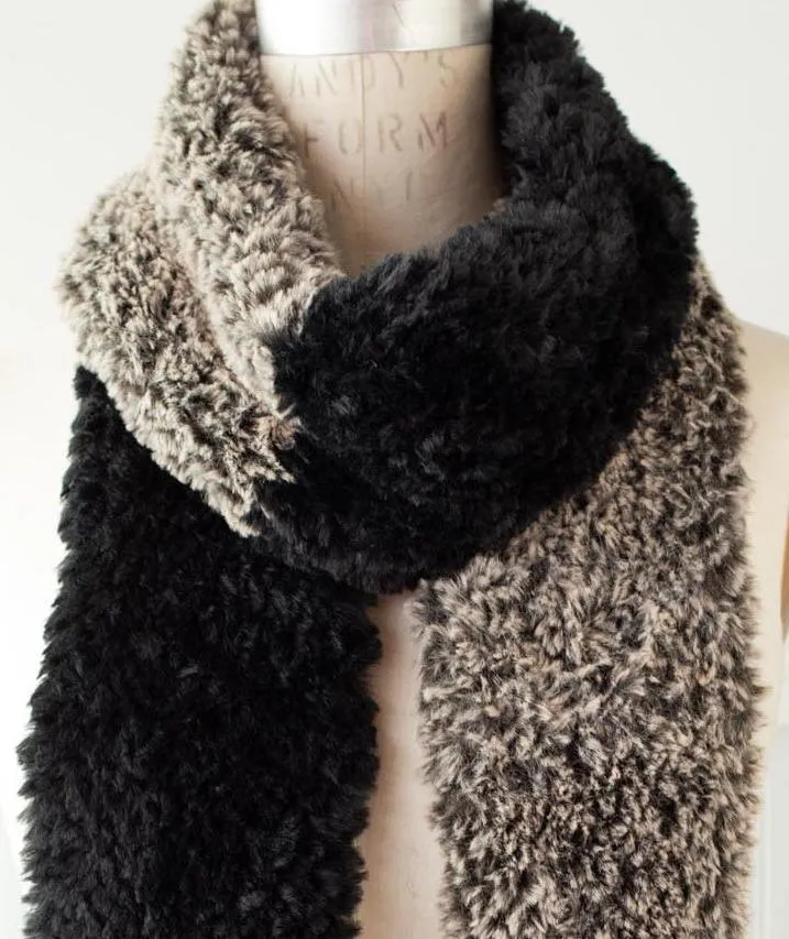 Color-Blocked Faux Fur Scarf Using Sirdar Alpine
