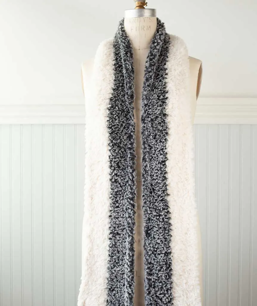 Color-Blocked Faux Fur Scarf Using Sirdar Alpine