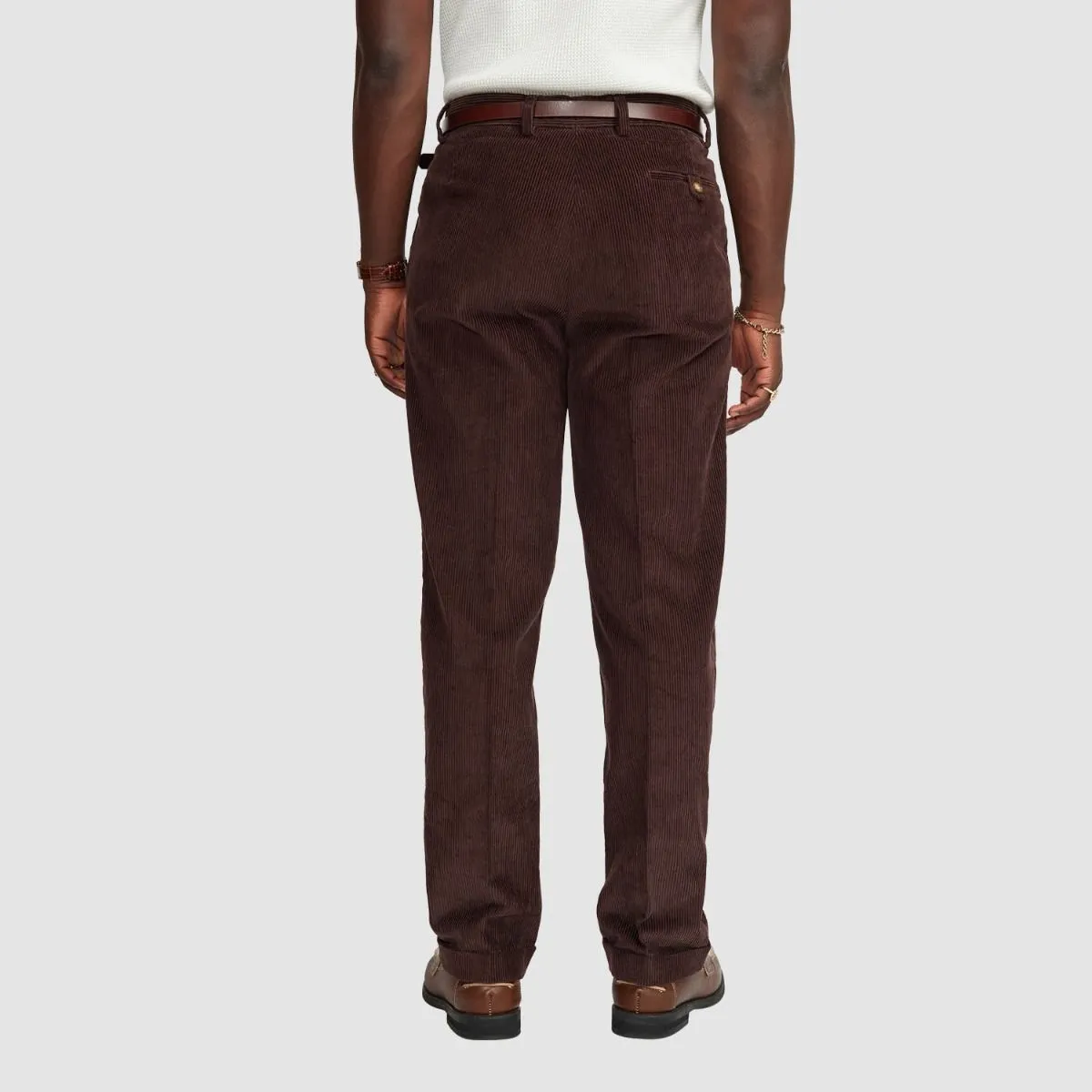 Cord Pleated Pants - Brown