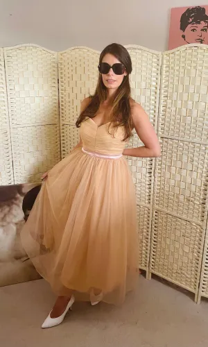 Cream Tulle Prom Dress