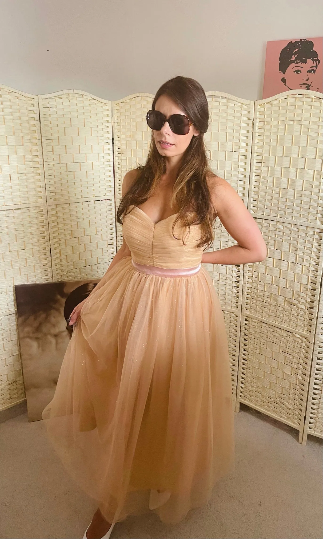 Cream Tulle Prom Dress