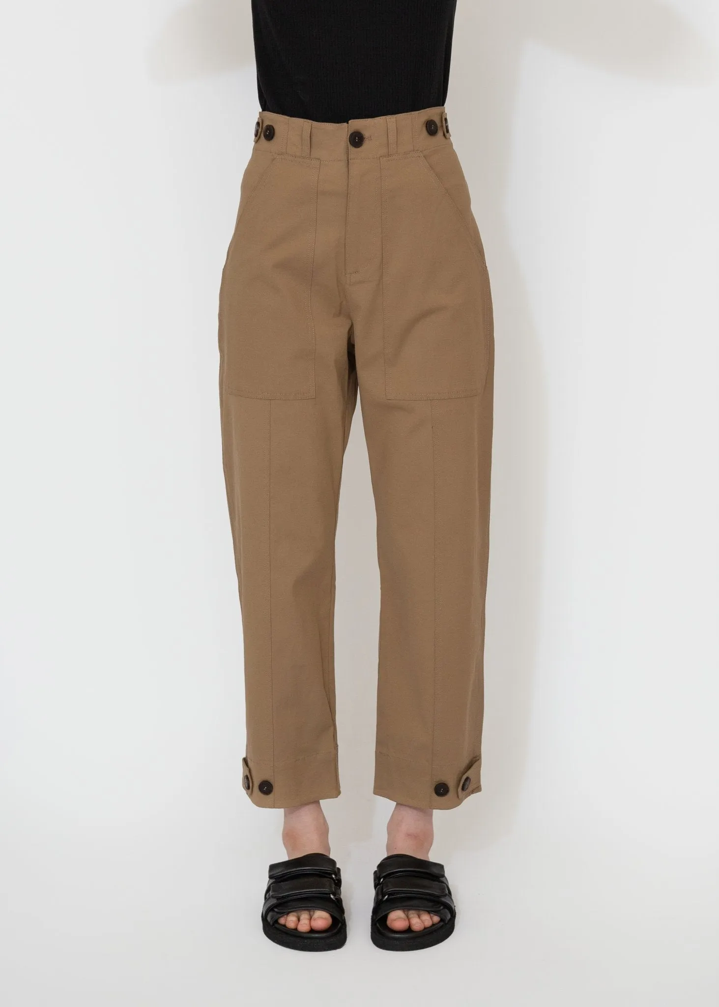 Cropped Workwear Pants in Camel