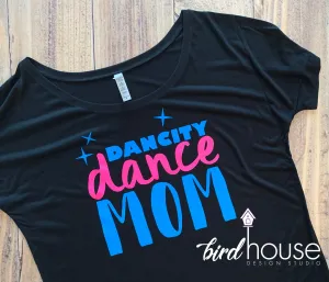 Dance Mom, Cute Off Shoulder Dancity Studio Shirt Matte or Glitter