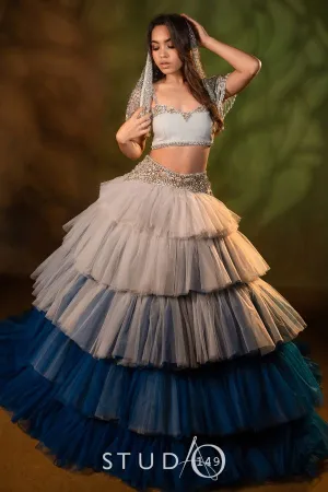 DESIGNER TULLE CROP TOP AND SKIRT