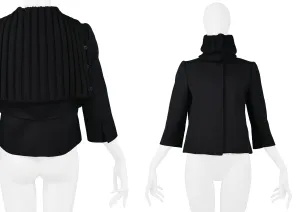 DOLCE BLACK WOOL JACKET WITH RIB KNIT COLLAR