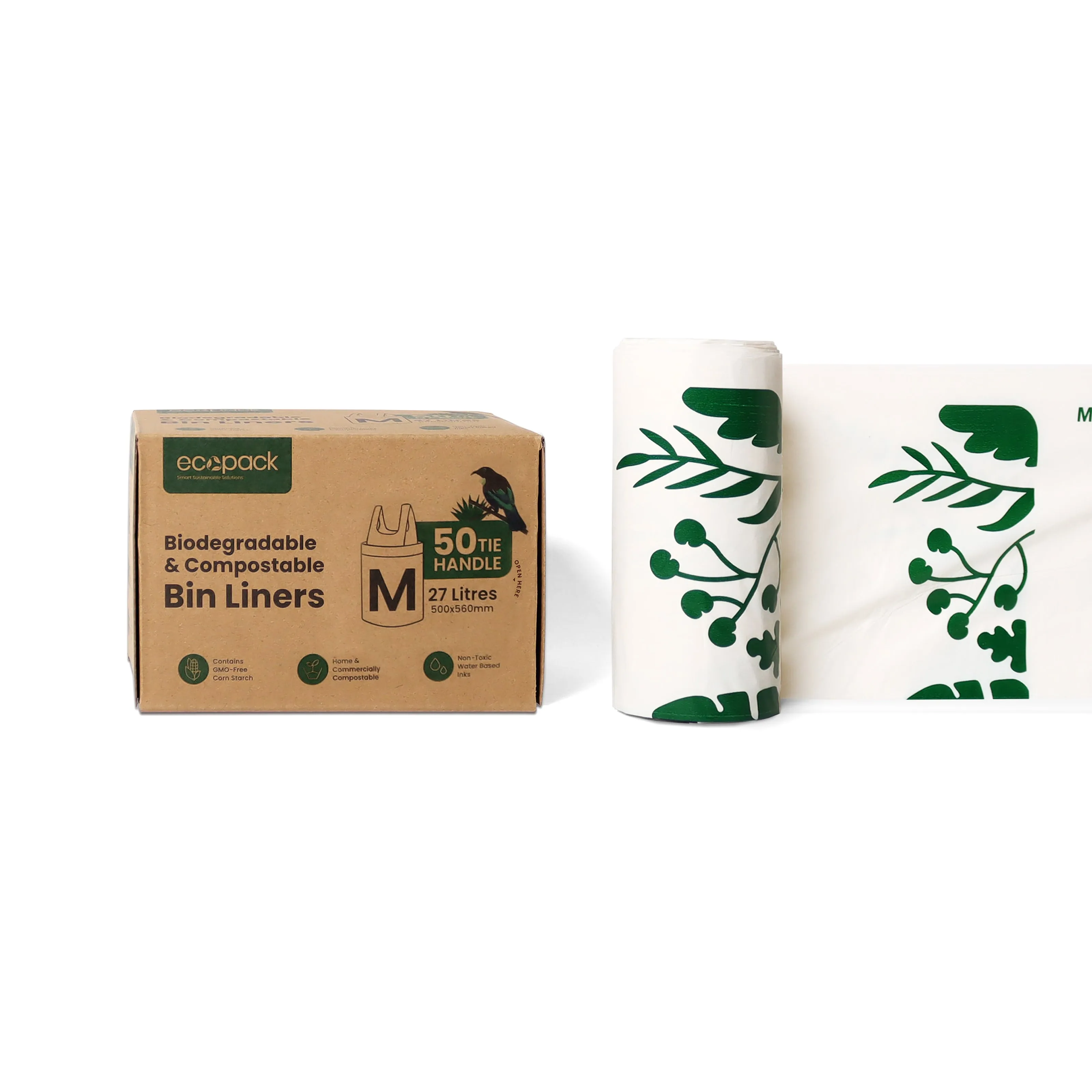 Ecopack 27L Medium Compostable Bin Liners (1 Box/50 Bags)
