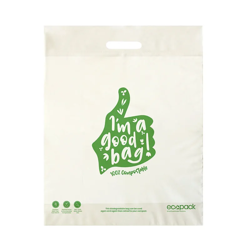 Ecopack Medium Compostable Punched Handle Retail Bags (1 Pack/50 Bags)