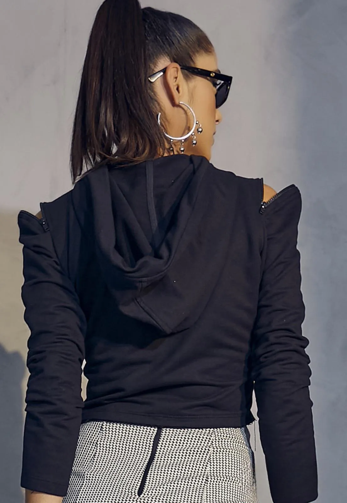 Embroidered Cropped Hoodie