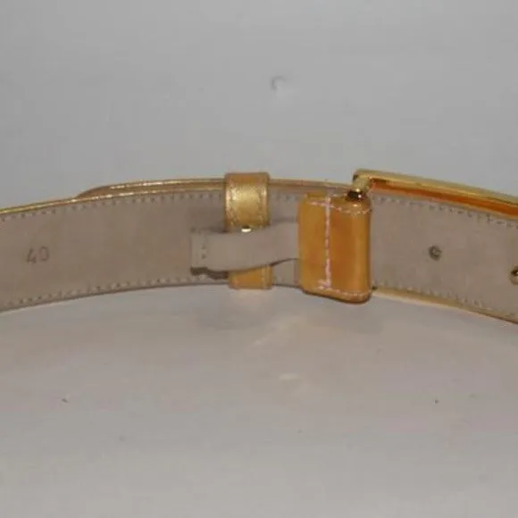 Escada Gold Patent Leather Gold 'E' Buckle Belt