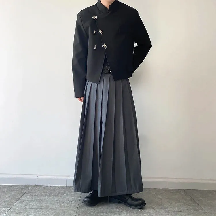 Funki Buys | Skirts | Men's Japanese High Waist Long Pleat Skirt