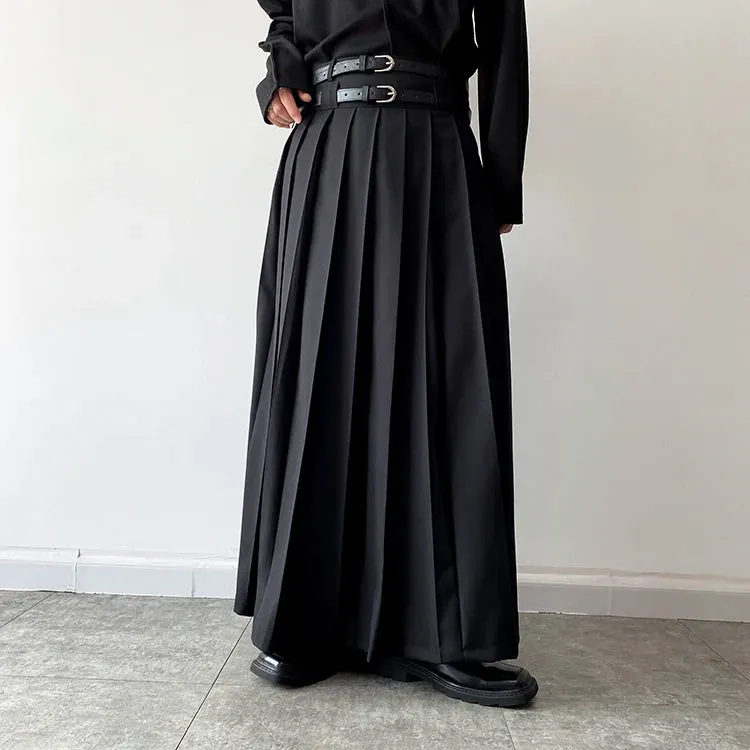 Funki Buys | Skirts | Men's Japanese High Waist Long Pleat Skirt