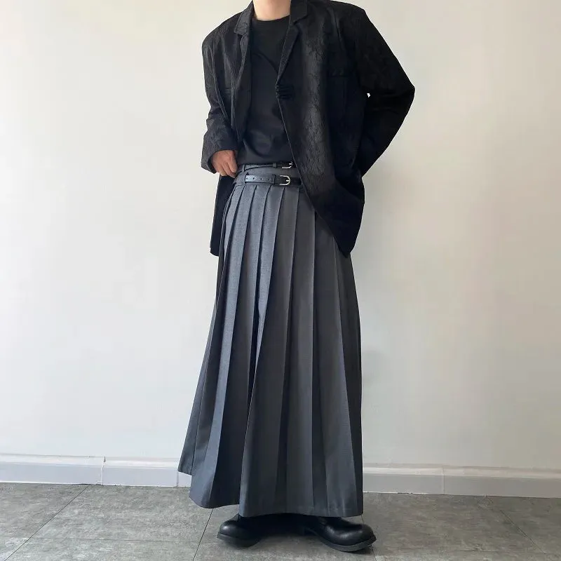 Funki Buys | Skirts | Men's Japanese High Waist Long Pleat Skirt