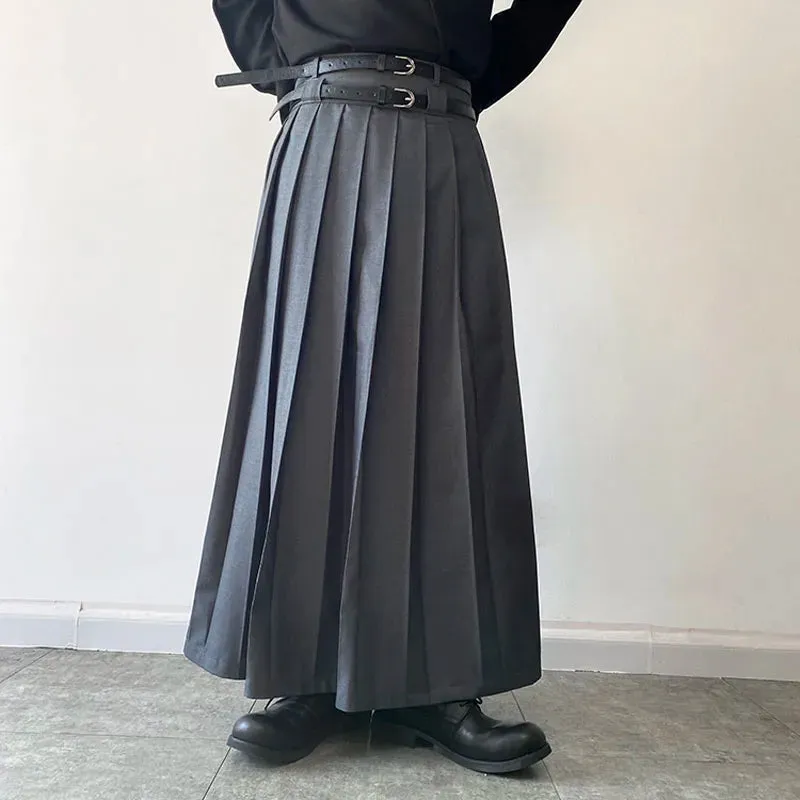 Funki Buys | Skirts | Men's Japanese High Waist Long Pleat Skirt