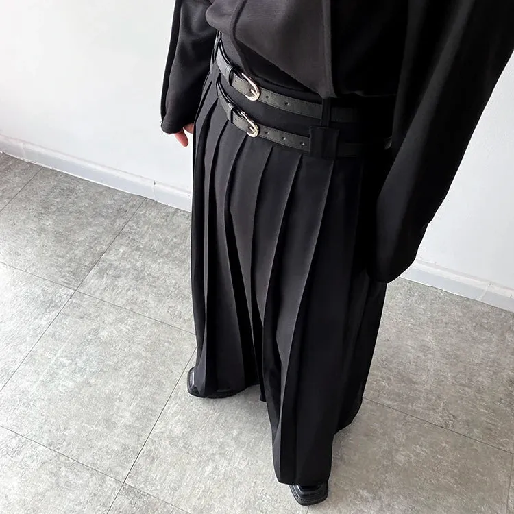 Funki Buys | Skirts | Men's Japanese High Waist Long Pleat Skirt