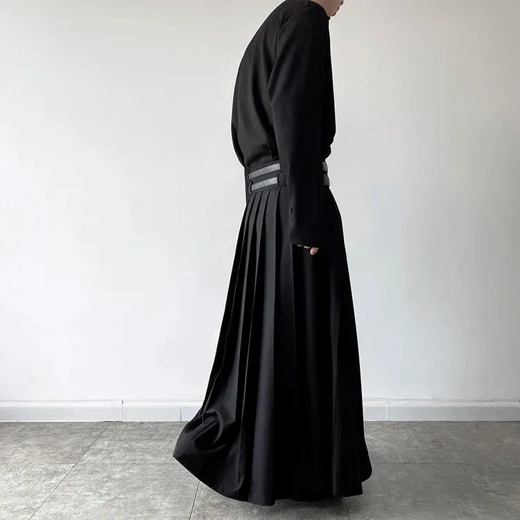 Funki Buys | Skirts | Men's Japanese High Waist Long Pleat Skirt