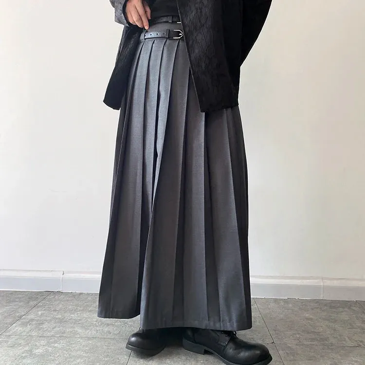 Funki Buys | Skirts | Men's Japanese High Waist Long Pleat Skirt
