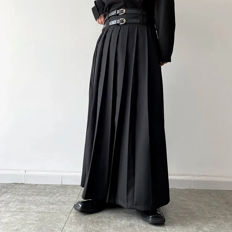 Funki Buys | Skirts | Men's Japanese High Waist Long Pleat Skirt