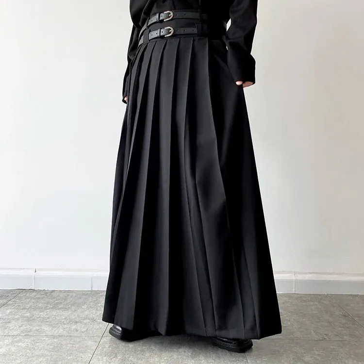 Funki Buys | Skirts | Men's Japanese High Waist Long Pleat Skirt