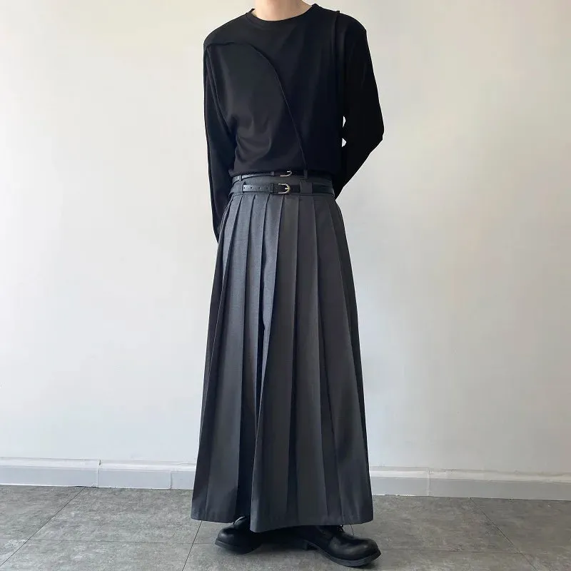 Funki Buys | Skirts | Men's Japanese High Waist Long Pleat Skirt