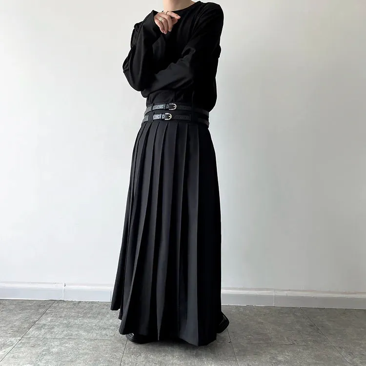 Funki Buys | Skirts | Men's Japanese High Waist Long Pleat Skirt