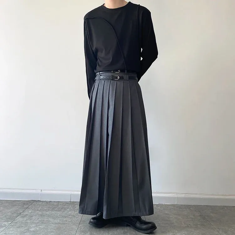 Funki Buys | Skirts | Men's Japanese High Waist Long Pleat Skirt