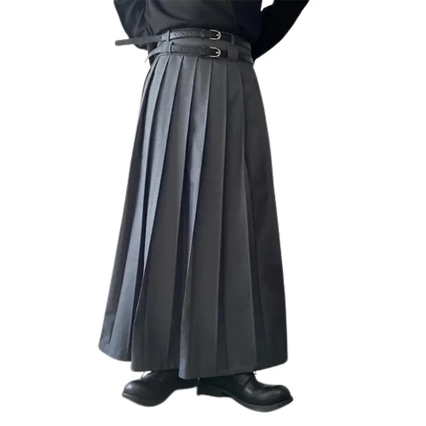 Funki Buys | Skirts | Men's Japanese High Waist Long Pleat Skirt