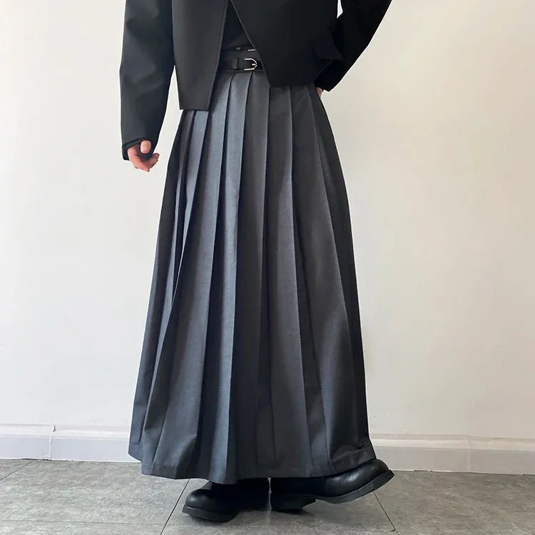 Funki Buys | Skirts | Men's Japanese High Waist Long Pleat Skirt