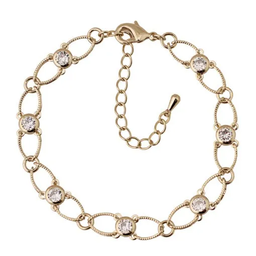 Gold Outlines with Stones Link Bracelet