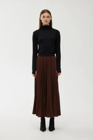 Goldie Pleat Skirt - Chocolate