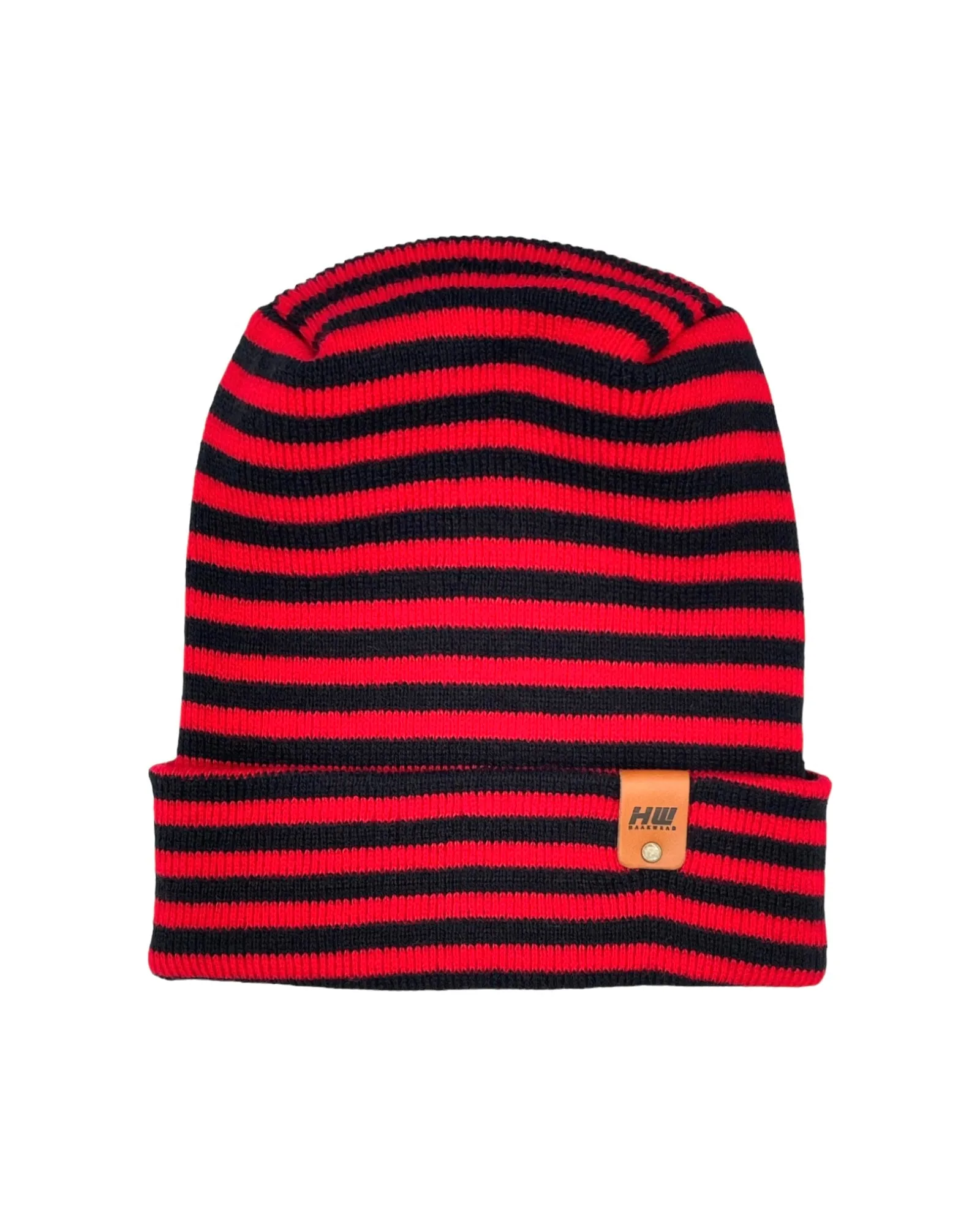 HAAKWEAR Theta Stitch RORO Cuffed Beanie (Patent Pending Design) Black / Red, Made in USA