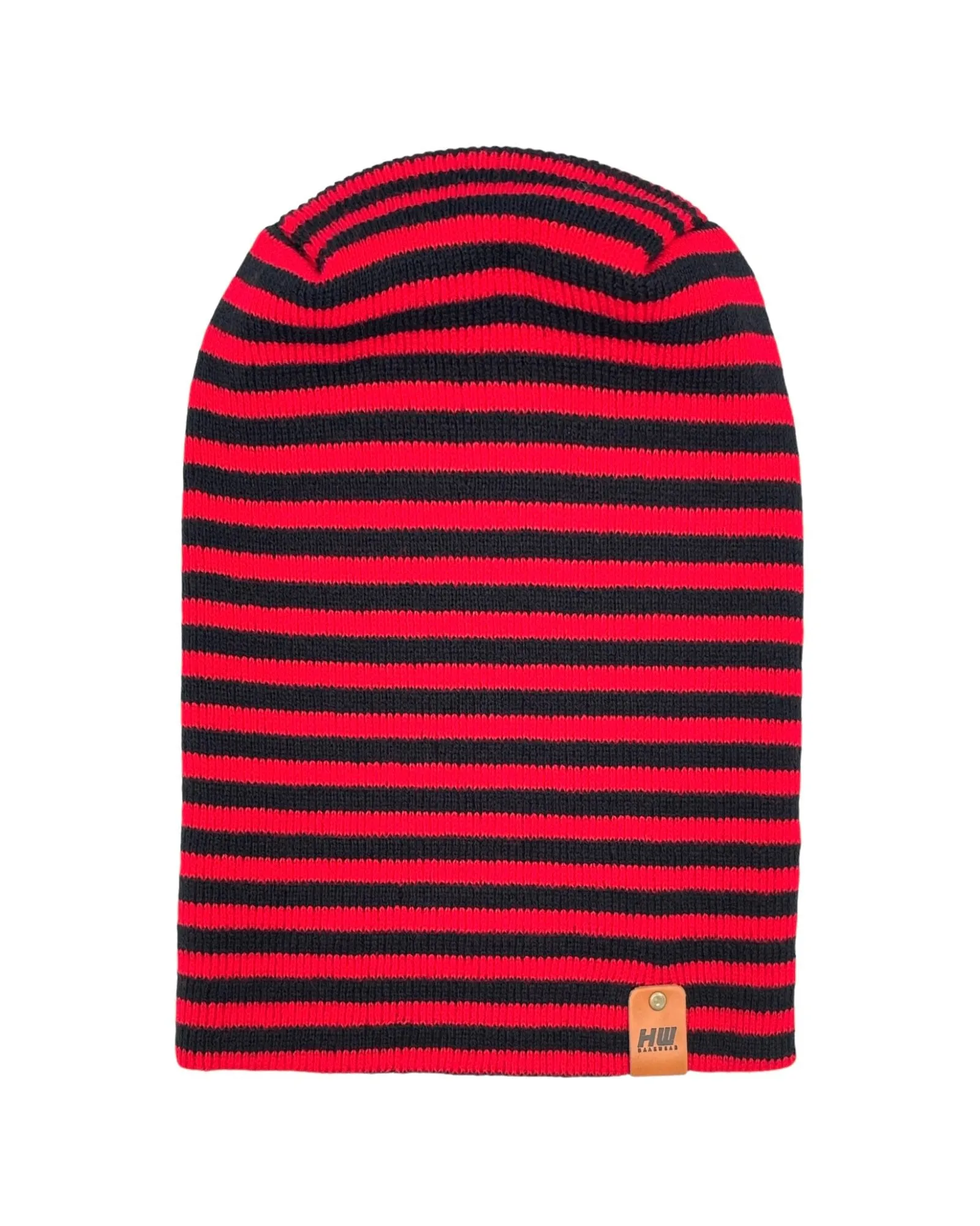 HAAKWEAR Theta Stitch RORO Cuffed Beanie (Patent Pending Design) Black / Red, Made in USA