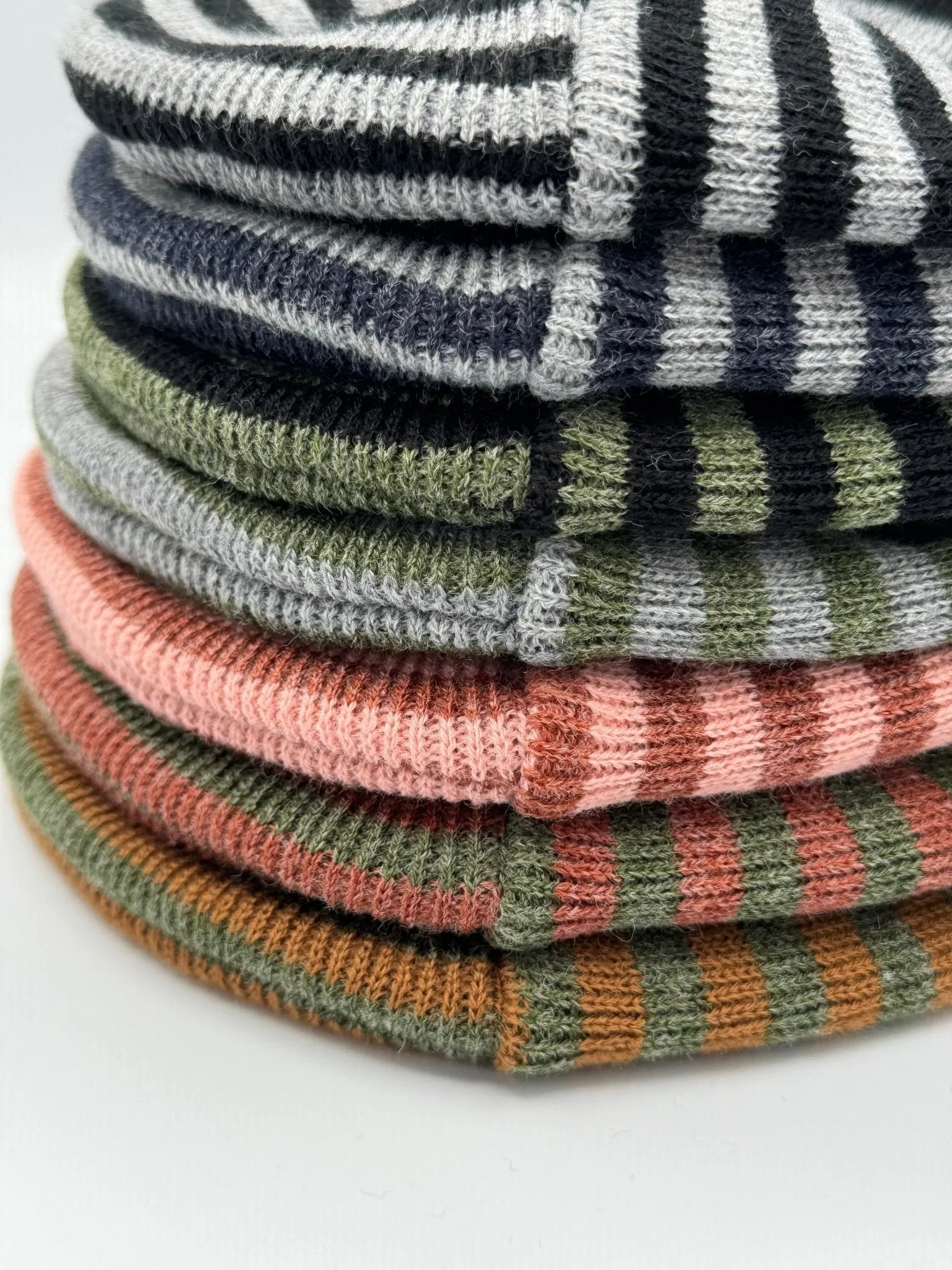 HAAKWEAR Theta Stitch RORO Cuffed Beanie (Patent Pending Design) Burgundy / Green, Made in USA