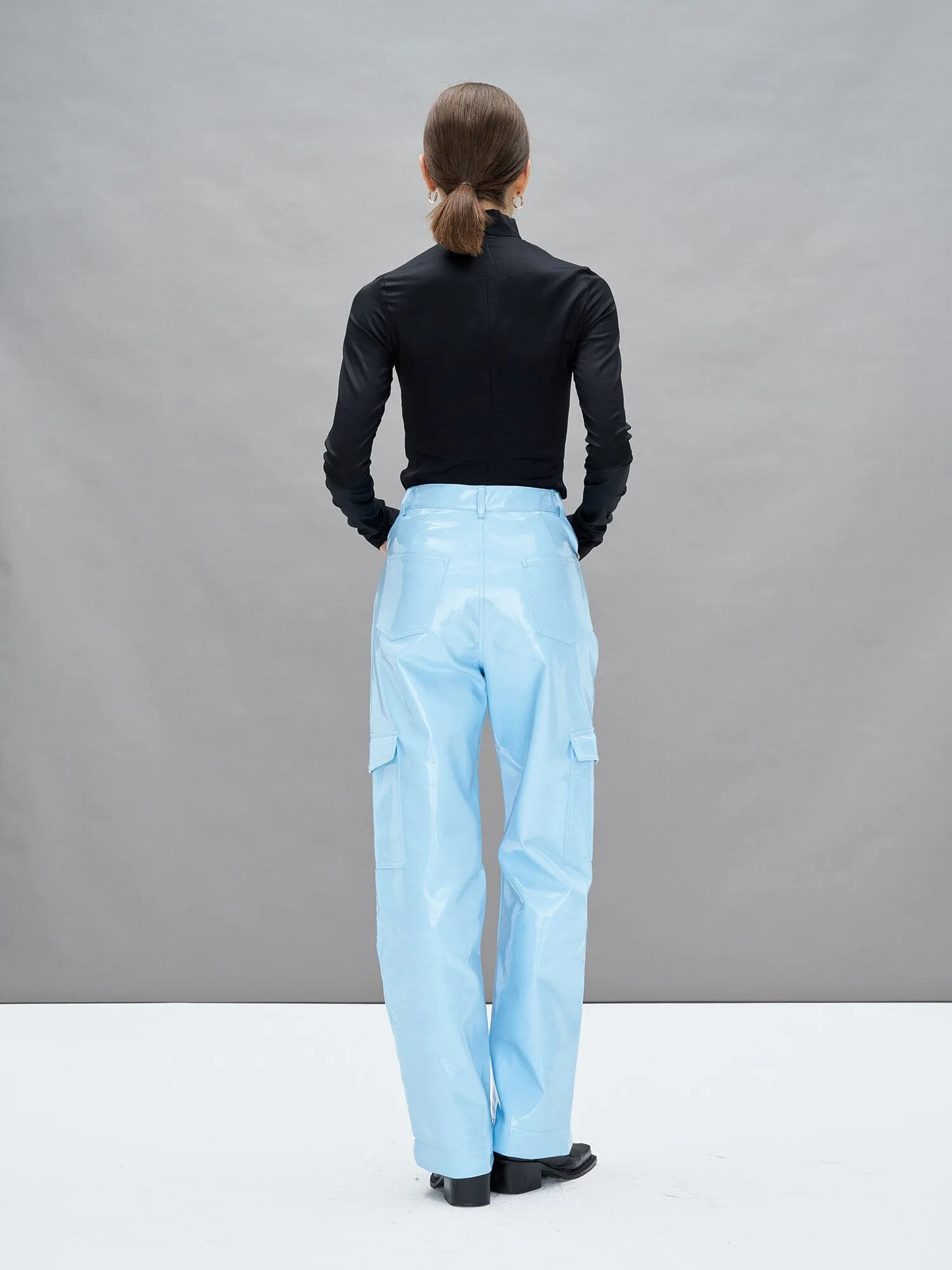 HEALY - Pantalon cargo en vinyle Bleu