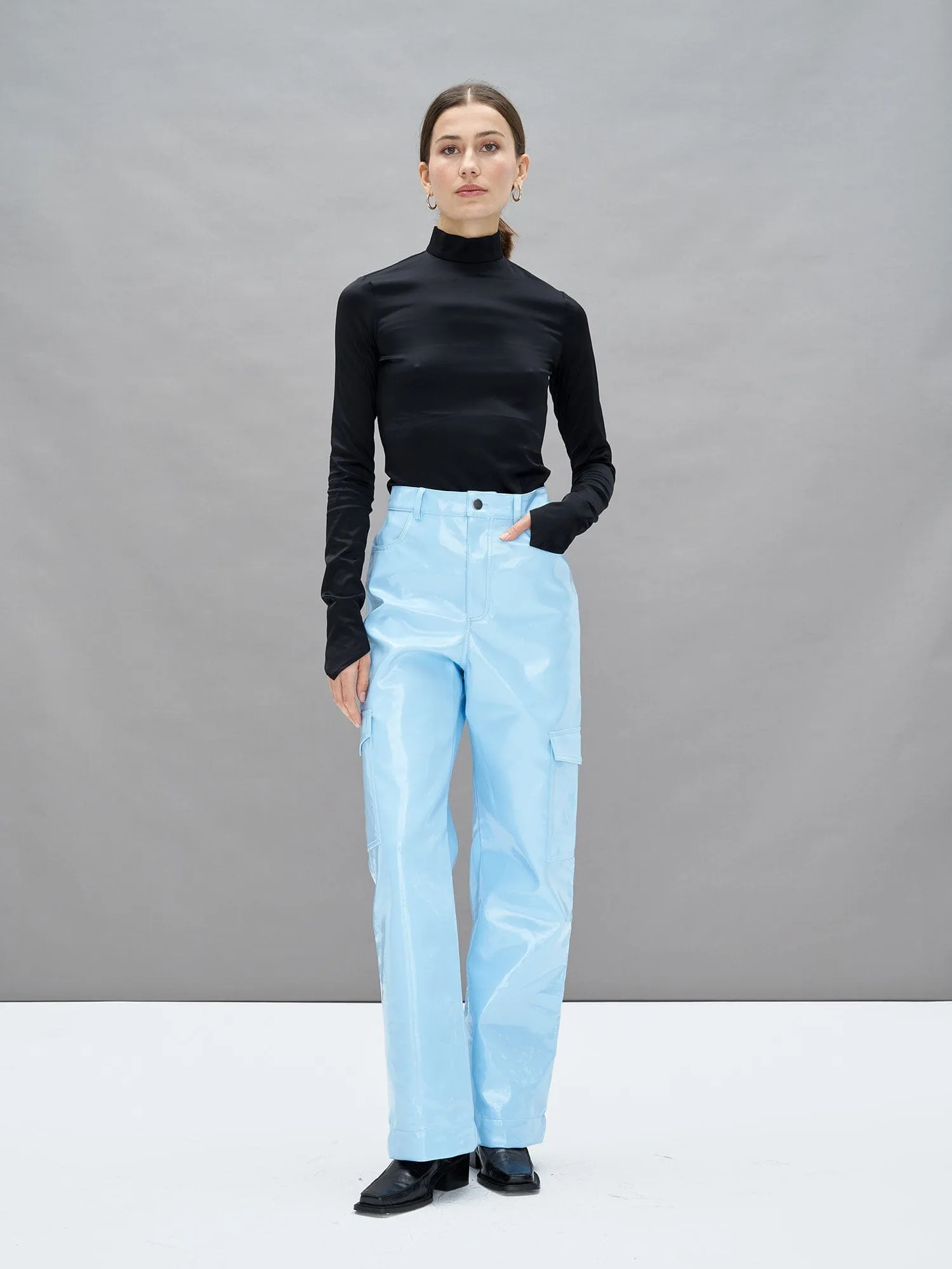 HEALY - Pantalon cargo en vinyle Bleu