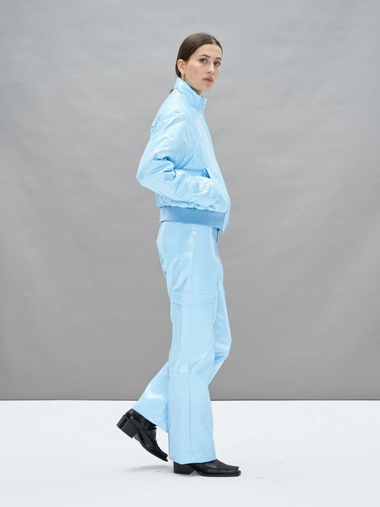 HEALY - Pantalon cargo en vinyle Bleu