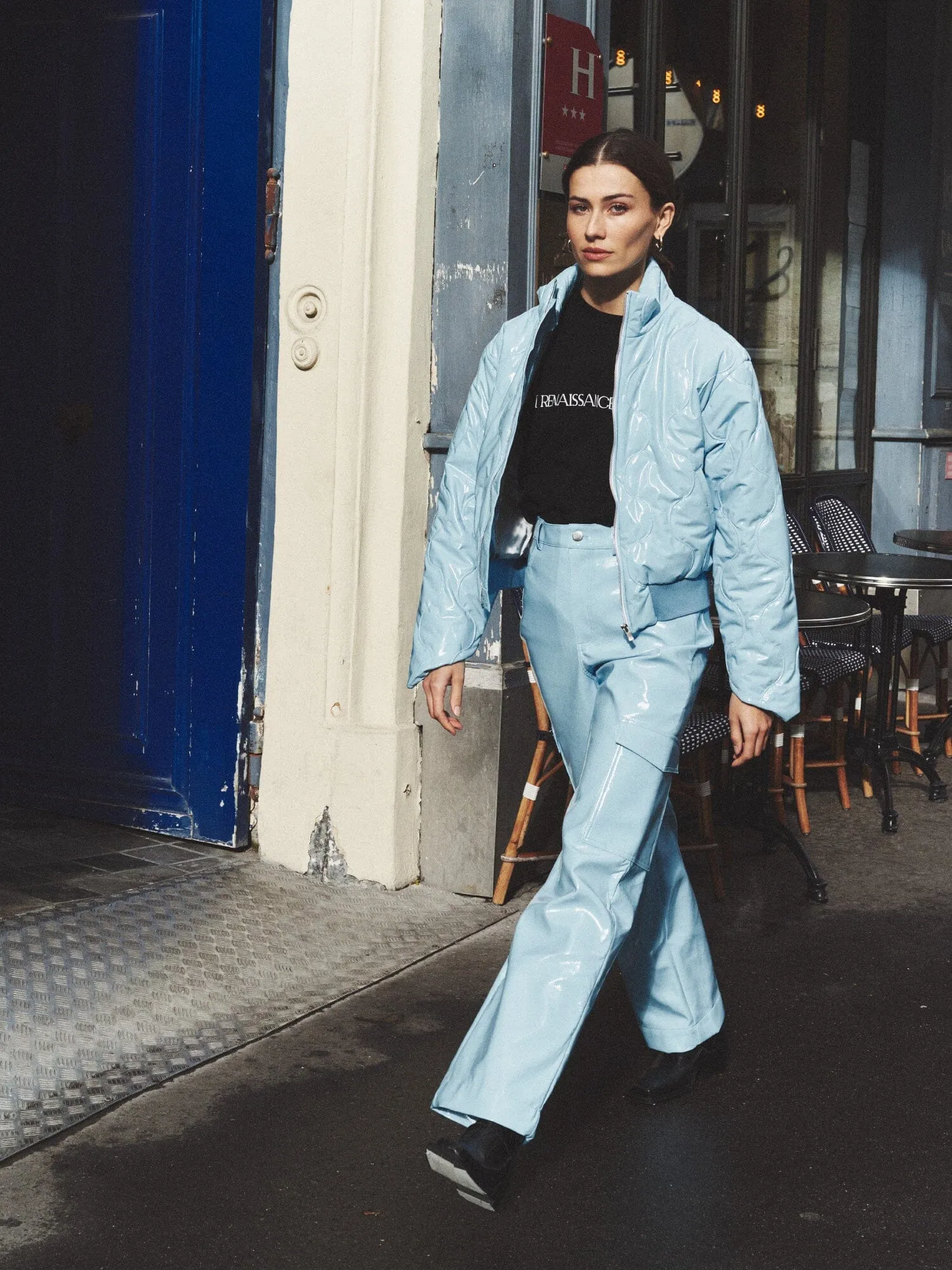 HEALY - Pantalon cargo en vinyle Bleu
